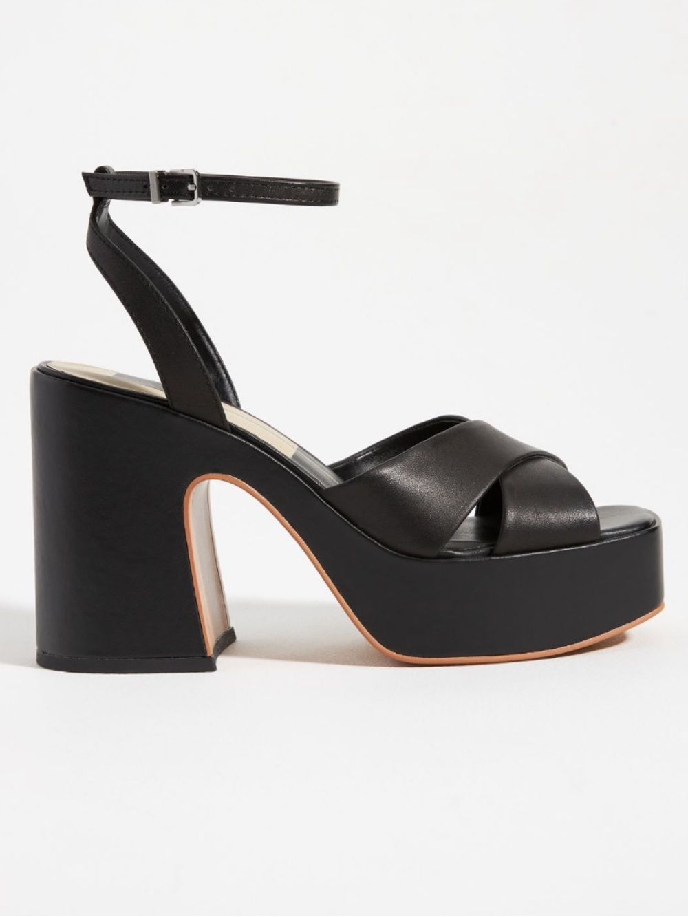 Dolce Vita Black Leather Platform Ankle-Strap Sandals - Picture 2 of 5